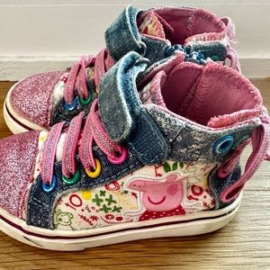 Peppa Pig High-Top Zip-Up Glitter Toddler Girls Sneakers